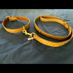 NWT Coach dog collar and leash gold accents